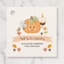 Little Pumpkin First Birthday Girl Favour Tag