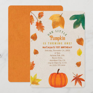  Little Pumpkin first birthday Invitation