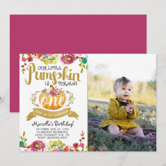 Little Pumpkin First Birthday Invitation