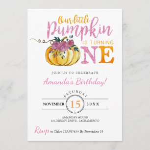 Little pumpkin First birthday invitation card