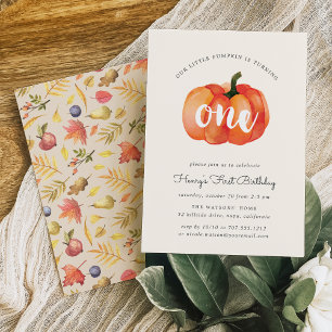 Little Pumpkin First Birthday Party Invitation