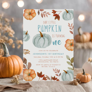 Little Pumpkin First Birthday Party Invitation