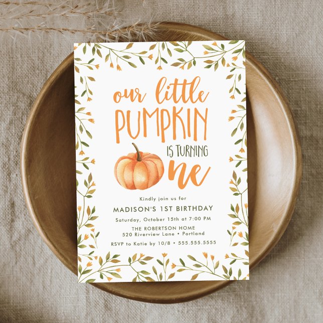 Little Pumpkin First Birthday Party Invitation (Creator Uploaded)