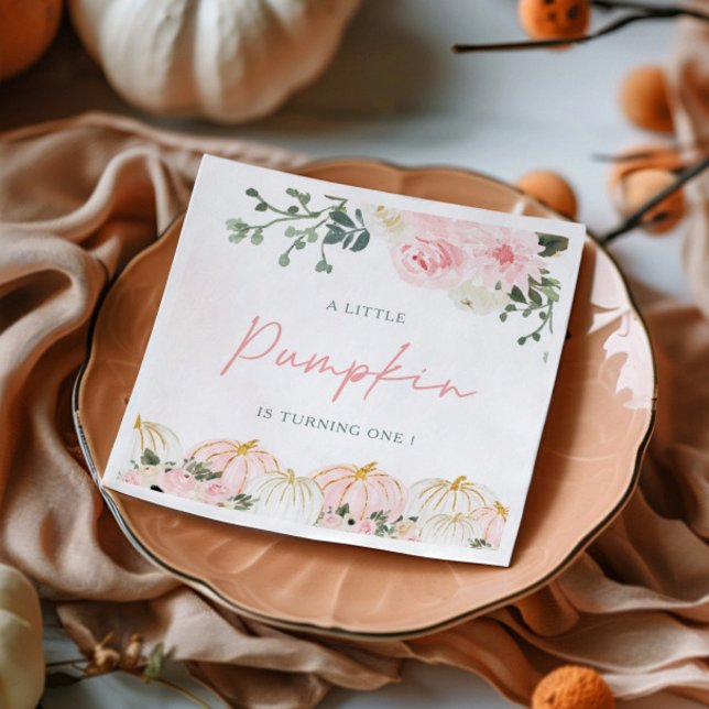 Little Pumpkin First Birthday Party Napkin (Creator Uploaded)