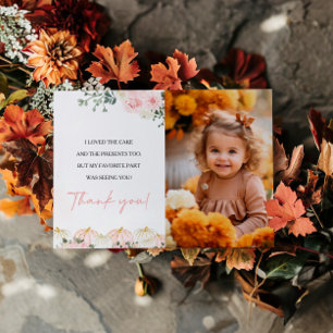 Little Pumpkin First Birthday Party Thank You Card