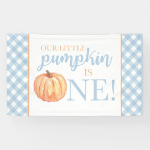 Little Pumpkin First Birthday Pastel Blue Banner