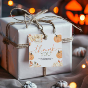 Little Pumpkin First Birthday  Square Favour Tags