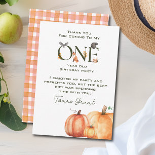 Little Pumpkin First Birthday Thank You Card