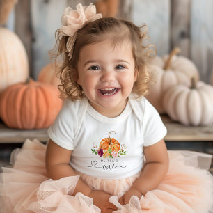 Little pumpkin floral 1st birthday baby bodysuit