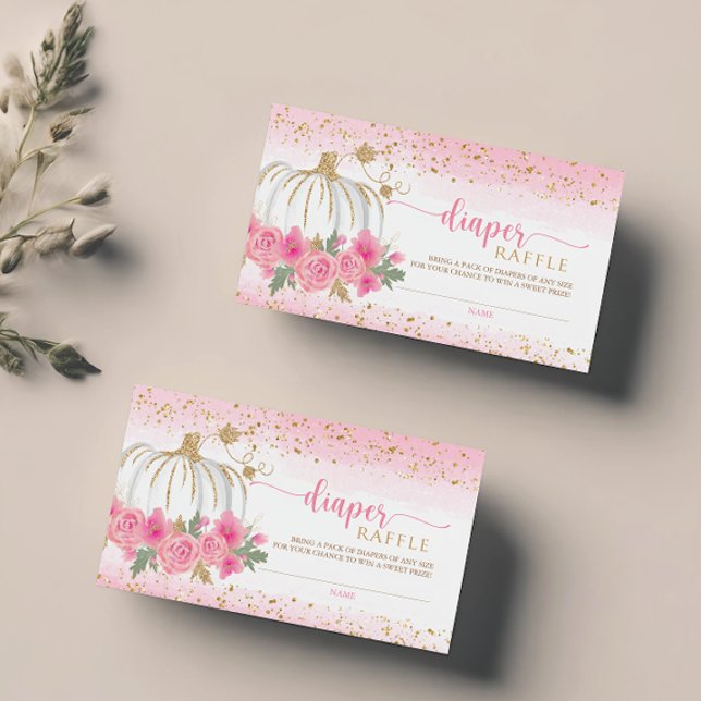Little Pumpkin Floral Baby Girl Diaper Raffle Card (Creator Uploaded)