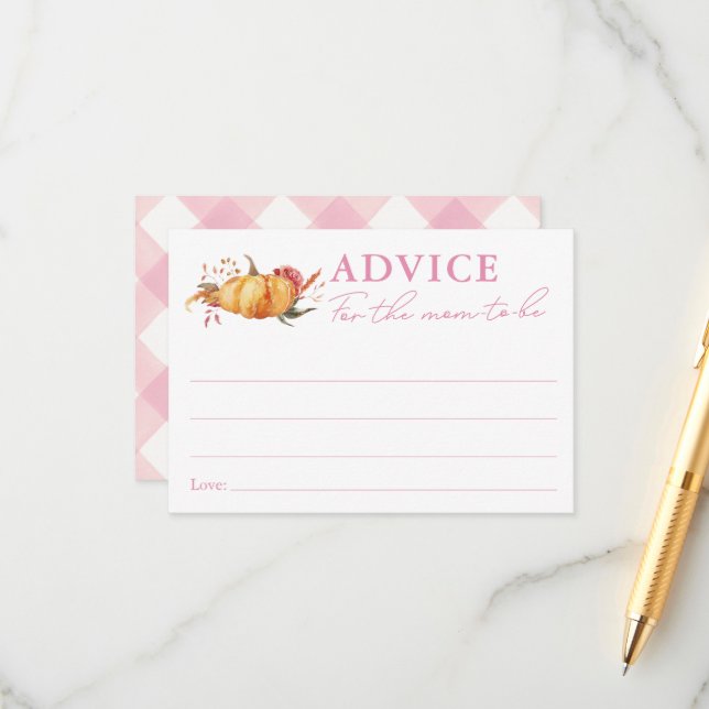 Little Pumpkin Floral Baby Shower Advice for Mum  Enclosure Card (Front/Back In Situ)