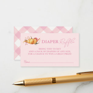 Little Pumpkin Floral Baby Shower Diaper Raffle Enclosure Card