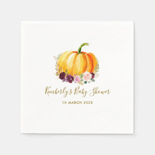 Little pumpkin floral baby shower napkin