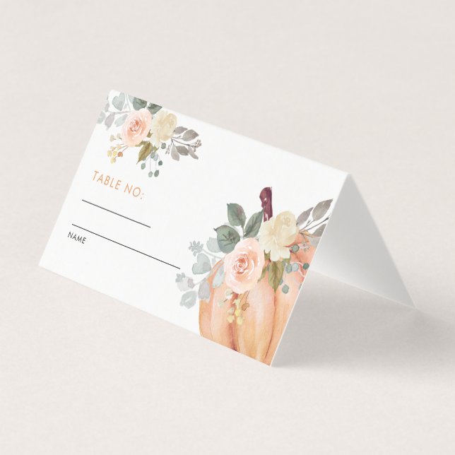 Little Pumpkin Floral Baby Shower Table Number (Front)