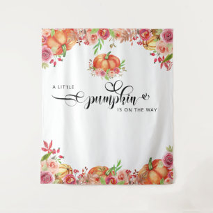 Little Pumpkin Floral Baby Shower Tapestry