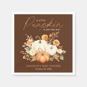 Little Pumpkin Floral Boho Botanical Baby Shower  Napkin