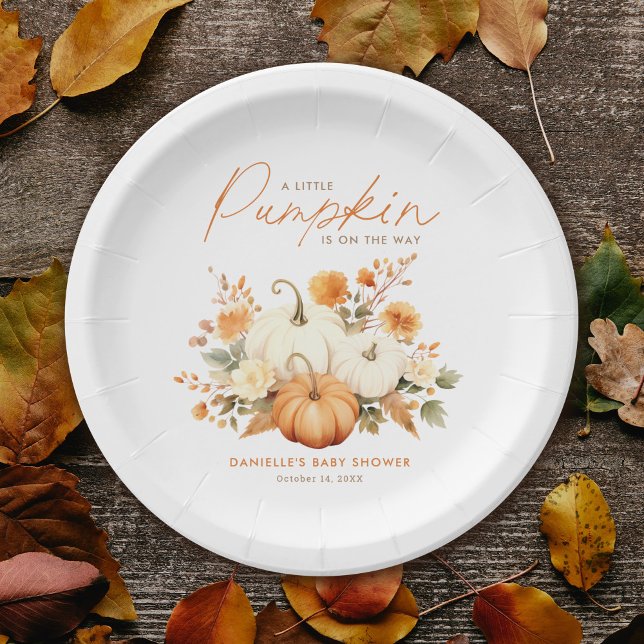 Little Pumpkin Floral Boho Botanical Baby Shower  Paper Plate (Creator Uploaded)