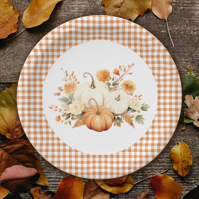Little Pumpkin Floral Boho Botanical Baby Shower  Paper Plate (Creator Uploaded)