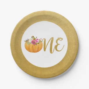 Little Pumpkin Floral Fall Paper Plates