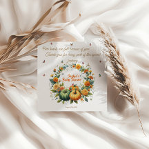 Little Pumpkin Floral Fall Thank you card