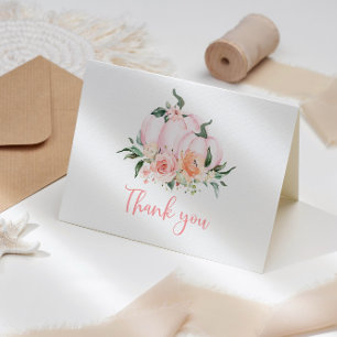 Little Pumpkin Floral Folded Thank You Card