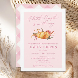 Little Pumpkin Floral Girl Baby Shower Invitation