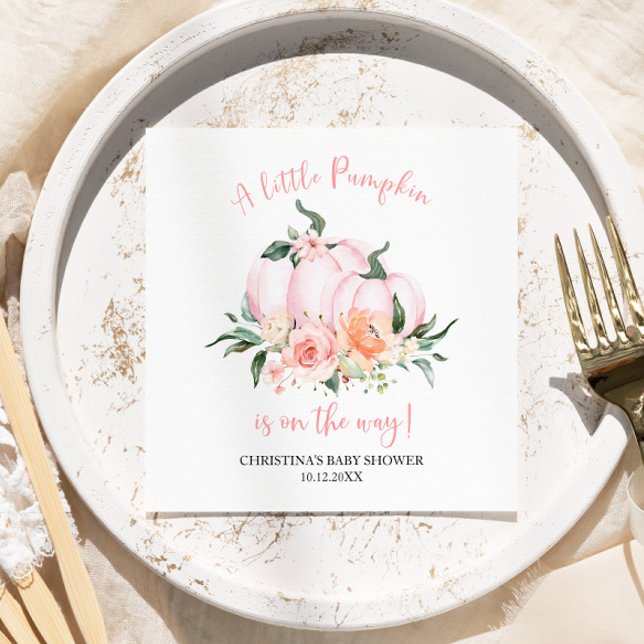 Little Pumpkin Floral Girl Baby Shower Napkin (Creator Uploaded)