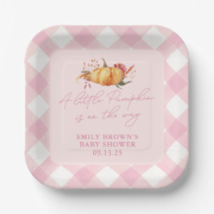 Little Pumpkin Floral Girl Baby Shower Paper Plate