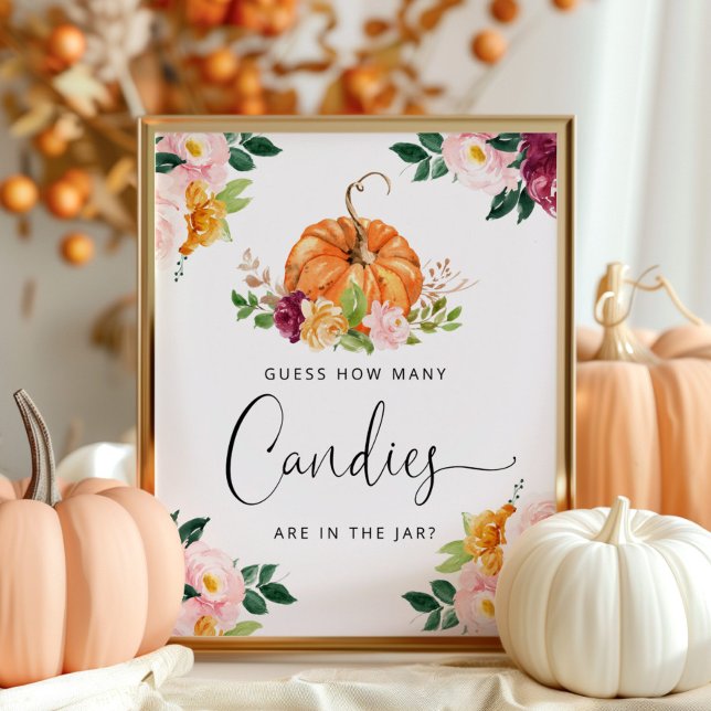 Little pumpkin floral guess how many candies  poster (Creator Uploaded)