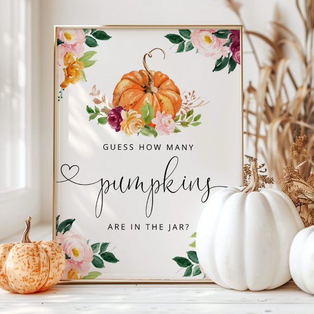 Little pumpkin floral guess how many pumpkins poster (Creator Uploaded)