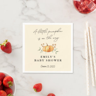 Little Pumpkin Floral Neutral Baby Shower Napkin