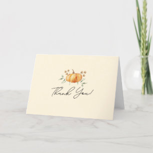 Little Pumpkin Floral Neutral Baby Shower Thank You Card
