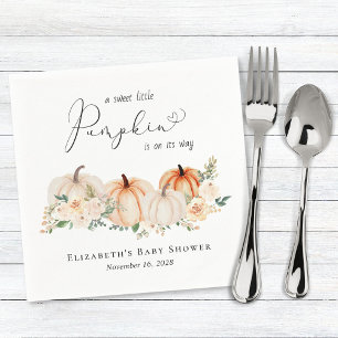 Little Pumpkin Floral Watercolor Baby Shower Napkin