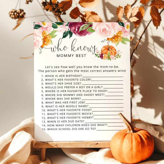 Little pumpkin floral Who knows mummy best game (Creator Uploaded)