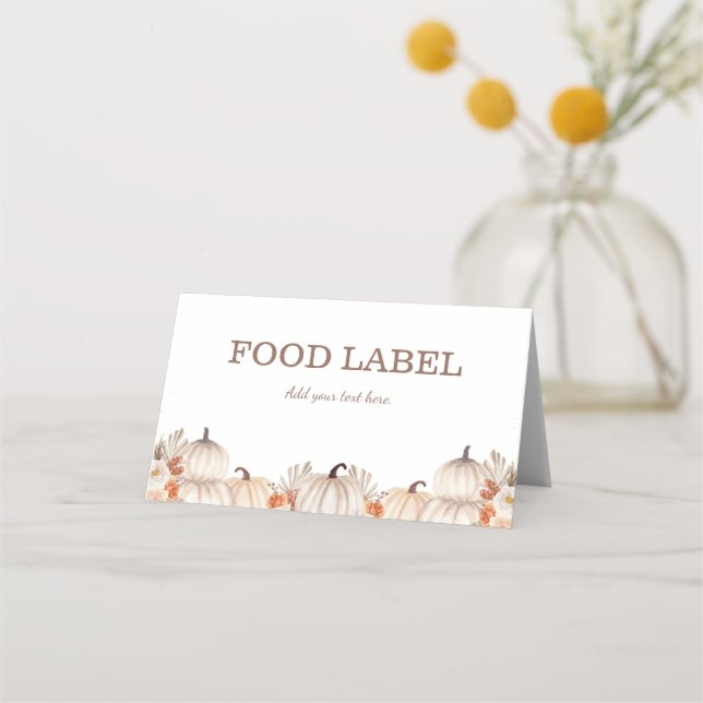 Little Pumpkin Folded Tent Food Label for Buffets Place Card (Front)