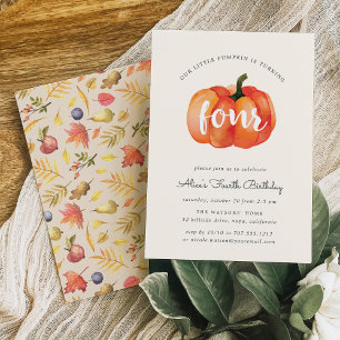 Little Pumpkin Fourth Birthday Party Invitation