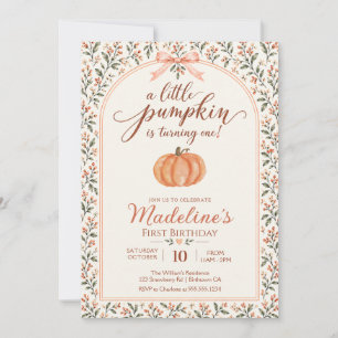 Little Pumpkin French Country First Birthday Invitation