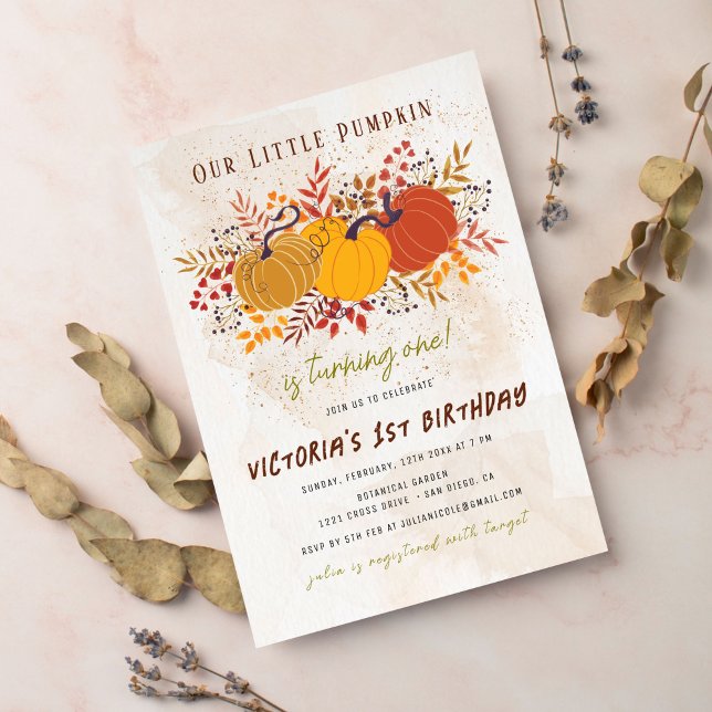 Little Pumpkin Fresh Farm Photo First Birthday Invitation (Creator Uploaded)