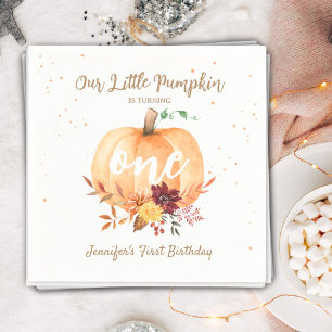 Little Pumpkin Gender Neutral Fall 1st Birthday Napkin