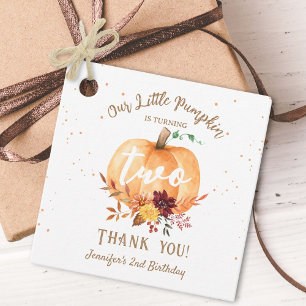 Little Pumpkin Gender Neutral Fall 2nd Birthday Favour Tags
