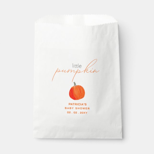 Little Pumpkin Gender Neutral Fall Baby Shower Favour Bags (Front)