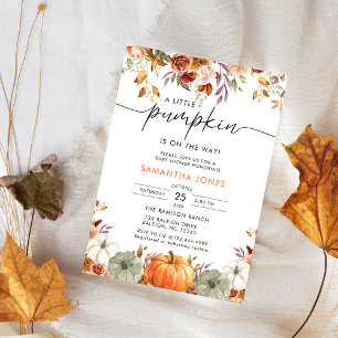 Little Pumpkin Gender Neutral Fall Baby Shower  Invitation
