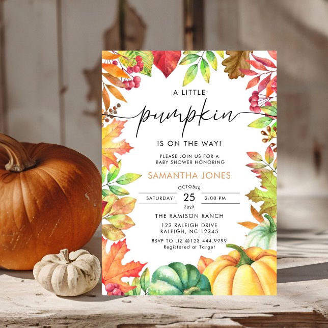 Little Pumpkin Gender Neutral Fall Baby Shower  Invitation (Creator Uploaded)