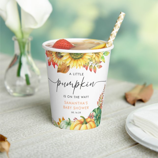 Little Pumpkin Gender Neutral Fall Baby Shower  Paper Cups (Insitu)