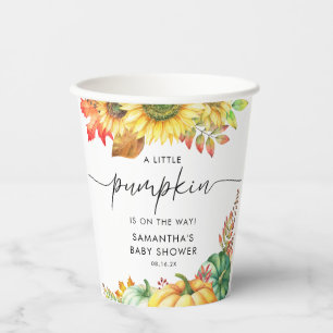 Little Pumpkin Gender Neutral Fall Baby Shower  Paper Cups