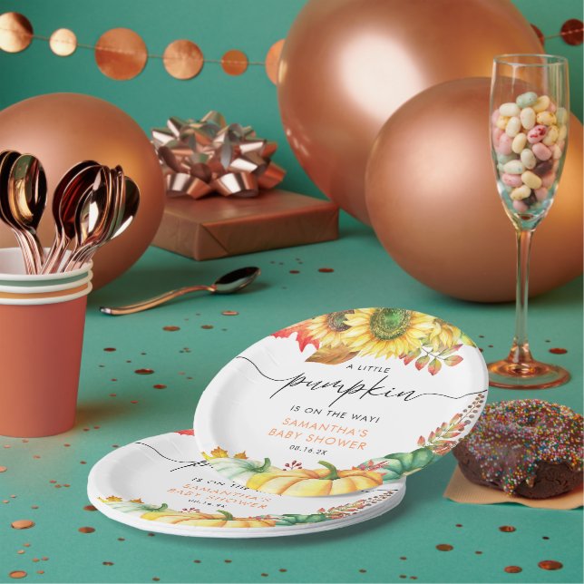 Little Pumpkin Gender Neutral Fall Baby Shower  Paper Plate (Multi)