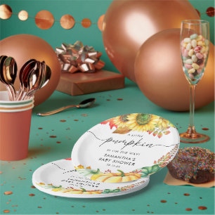 Little Pumpkin Gender Neutral Fall Baby Shower  Paper Plate