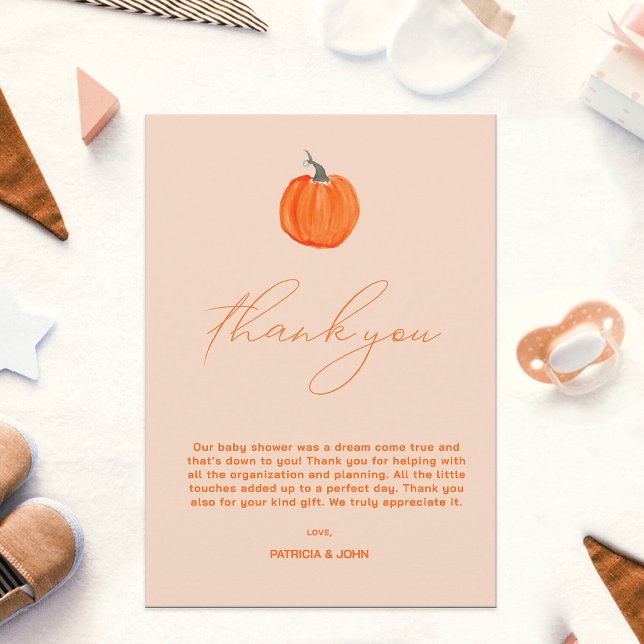 Little Pumpkin Gender Neutral Fall Baby Shower Thank You Card (Little Pumpkin Gender Neutral Fall Baby Shower Thank You Card )