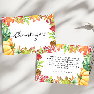 Little Pumpkin Gender Neutral Fall Baby Shower  Thank You Card