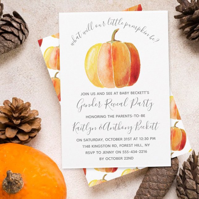 Little Pumpkin Gender Reveal Party Invitation (Creator Uploaded)